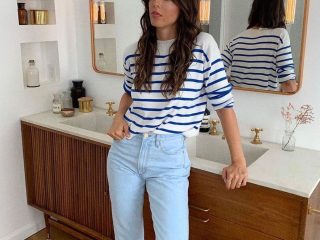 French striped Mariniere top light wash jeans @violette_fr